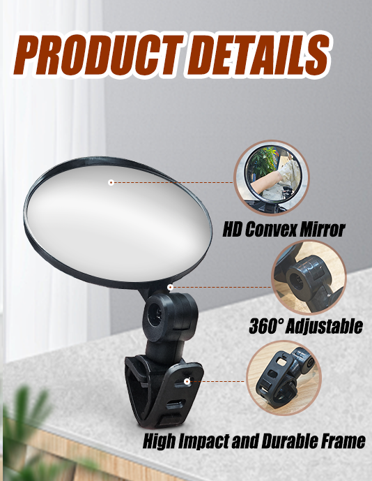 2PCS Wide Angle Bicycle Cycling Rear View Mirror