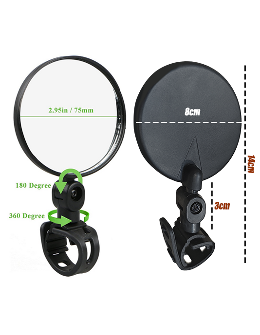 2PCS Wide Angle Bicycle Cycling Rear View Mirror