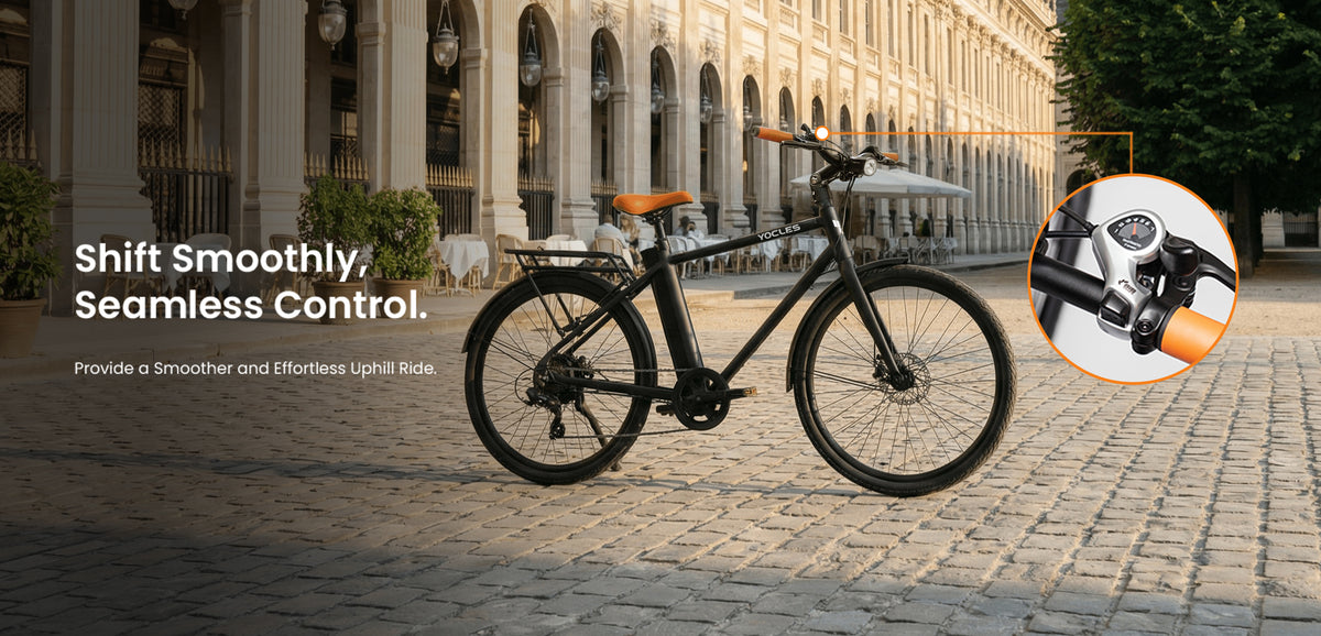 YOCLES commuter e-bike gear control